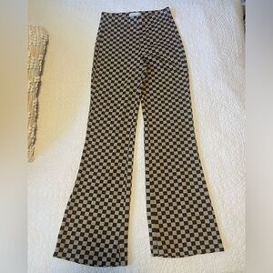 Urban Outfitters brown and tan checkered flare pants🤎